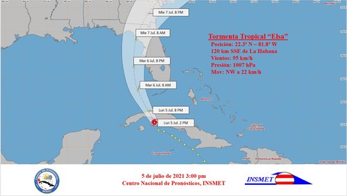 Nota No. 6 - La Tormenta Tropical Elsa se aleja del territorio oriental, por lo que se decidió pasar a la normalidad a las provincias de Guantánamo, Santiago de Cuba, Granma, Holguín, Las Tunas, Camagüey y Ciego de Ávila, a partir de las 11:00 horas de ho