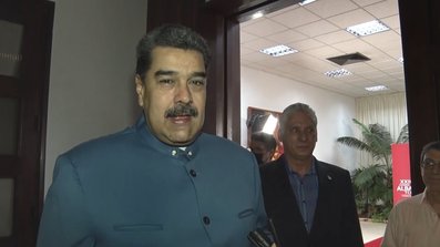 El Presidente de la República Bolivariana de Venezuela, Nicolás Maduro Moros, ofreció declaraciones al equipo de periodistas de la Presidencia, en el Palacio de la Revolución, donde asiste a la XXI Cumbre de la Alianza Bolivariana para los Pueblos de Nues