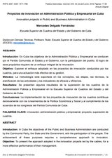 Proyectos de Innovación en Administración Pública y Empresarial en Cuba