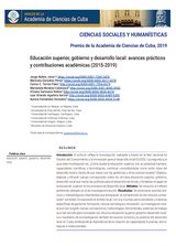 Educación superior, gobierno y desarrollo local: avances prácticos  y contribuciones académicas (2015-2019)