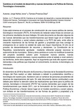 Cambios en el modelo de desarrollo y nuevas demandas a la Politica de Ciencia,  Tecnología e Innovación.