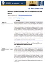 Gestión de Gobierno basada en ciencia e innovación: avances y  desafíos