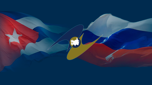 Banderas Cuba y Rusia Consejo Economico
