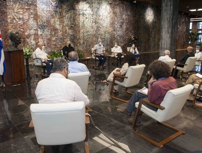 Diálogo del Presidente de la República Miguel Díaz-Canel con miembros del Consejo de Iglesias de Cuba y líderes ecuménicos del país. Foto: Estudios Revolución