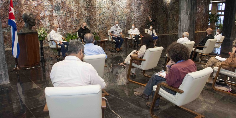 Diálogo del Presidente de la República Miguel Díaz-Canel con miembros del Consejo de Iglesias de Cuba y líderes ecuménicos del país. Foto: Estudios Revolución