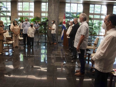 Diálogo del Presidente de la República Miguel Díaz-Canel con miembros del Consejo de Iglesias de Cuba y líderes ecuménicos del país. Foto: Estudios Revolución