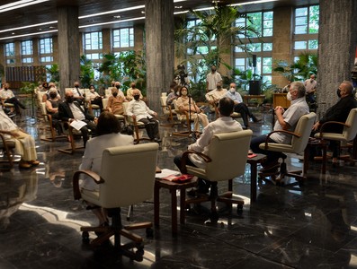Diálogo del Presidente de la República Miguel Díaz-Canel con miembros del Consejo de Iglesias de Cuba y líderes ecuménicos del país. Foto: Estudios Revolución