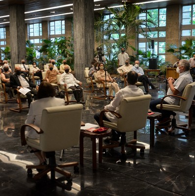 Diálogo del Presidente de la República Miguel Díaz-Canel con miembros del Consejo de Iglesias de Cuba y líderes ecuménicos del país. Foto: Estudios Revolución