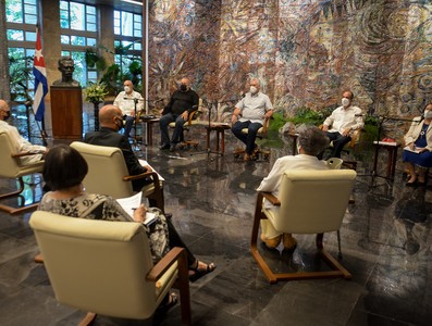 Diálogo del Presidente de la República Miguel Díaz-Canel con miembros del Consejo de Iglesias de Cuba y líderes ecuménicos del país. Foto: Estudios Revolución