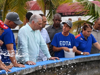 Visita del Presidente a entidades productivas en los municipios de Cotorro y Habana del Este