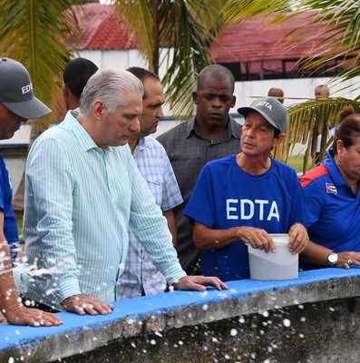 Visita del Presidente a entidades productivas en los municipios de Cotorro y Habana del Este