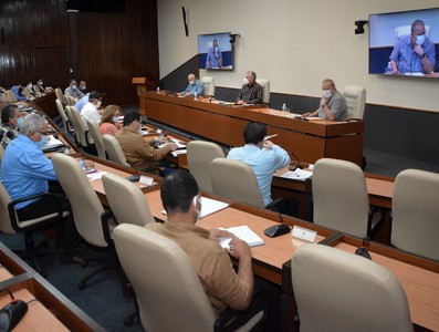 Reunión de trabajo del Ministerio de la Industria Alimentaria   -  Febrero 11, 2021 - Palacio de la Revolución