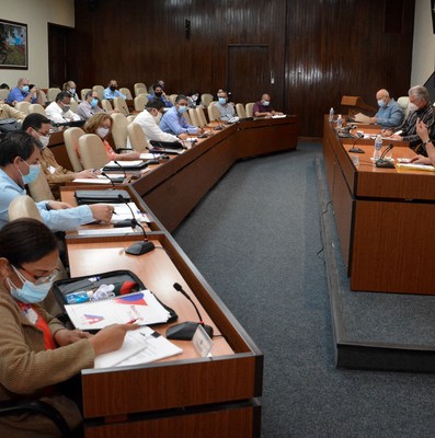 Reunión de trabajo del Ministerio de la Industria Alimentaria   -  Febrero 11, 2021 - Palacio de la Revolución