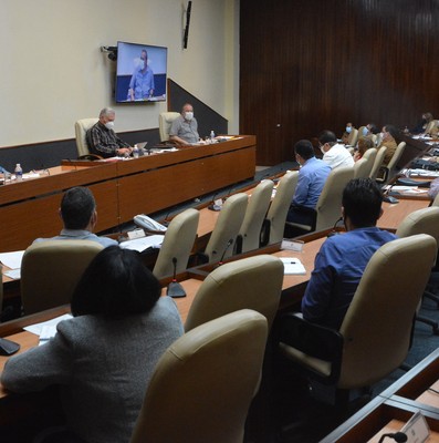 Reunión de trabajo del Ministerio de la Industria Alimentaria   -  Febrero 11, 2021 - Palacio de la Revolución