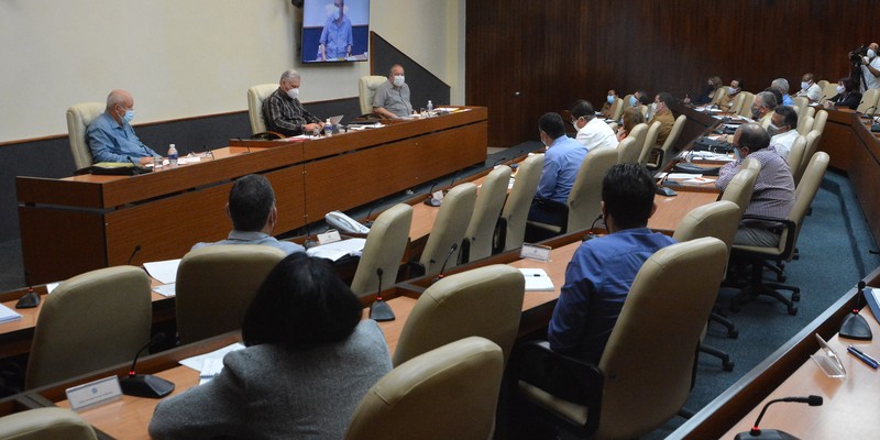 Reunión de trabajo del Ministerio de la Industria Alimentaria   -  Febrero 11, 2021 - Palacio de la Revolución