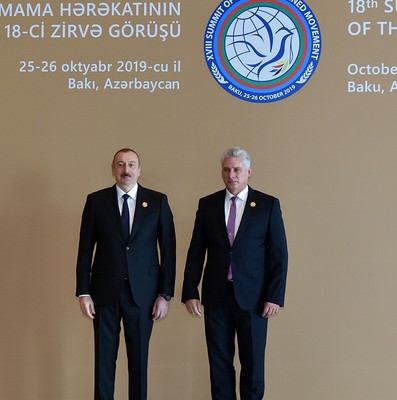 Miguel Díaz-Canel Bermúdez en Azerbaiyan para participar en XVIII Cumbre MNOAL