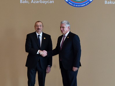 Miguel Díaz-Canel Bermúdez en Azerbaiyan para participar en XVIII Cumbre MNOAL